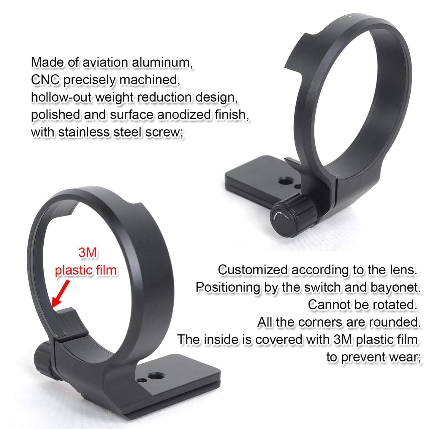 iShoot CNC Tripod Mount Ring for Sigma 135mm f/1.8 DG HSM Art Lens, Aviation Aluminum Lens Tripod Collar Support Bracket Holder with Quick Release