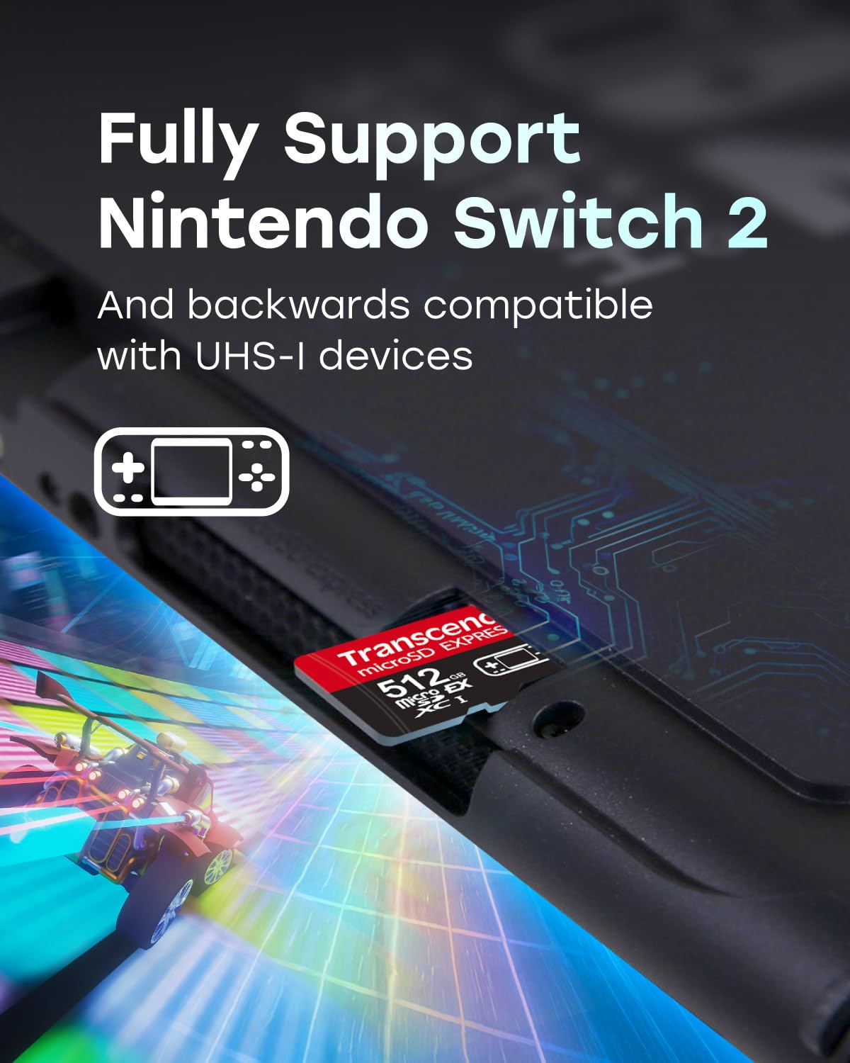 Transcend USD710 256GB microSD Express Card, Up to 900MB/s, for Nintendo-Switch 2/AR VR Devices, 4K 8K UHD Video Memory Card for ROG Ally/Steam