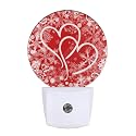 EKOBLA Red Sweet Hearts Night Lights Plug Into Wall with Dusk to Dawn Sensors, LED Nightlights for Bedroom Bathroom, Birthday Valentine Gifts for Boys