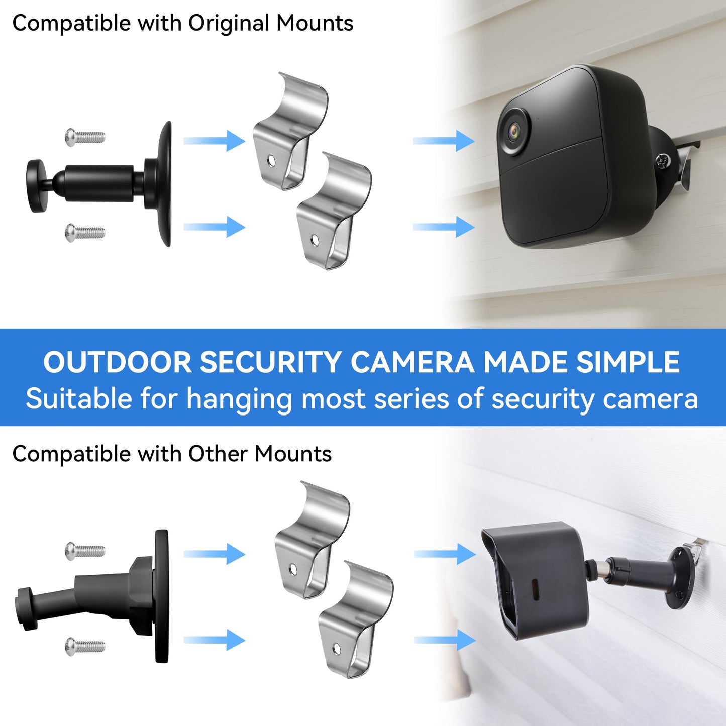 HUXOR (10 Pack) Vinyl Siding Clips Hooks, No-Hole Needed Outdoor Siding Hangers for Mounting Home Security Cameras, Stainless Steel