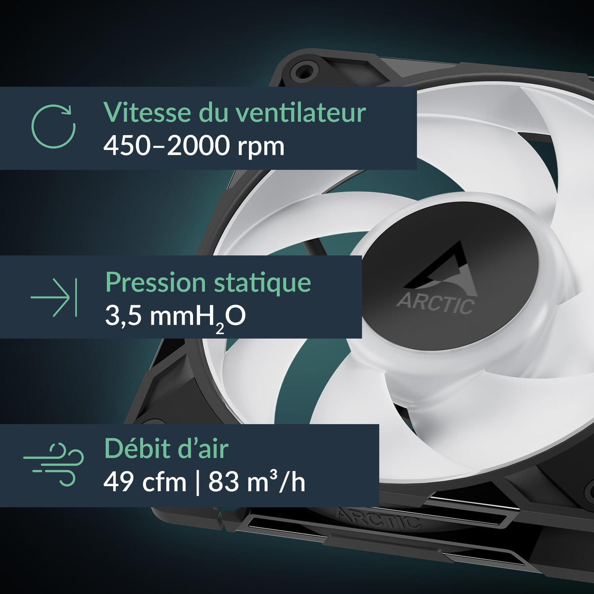 ARCTIC P12 Pro A-RGB LN - 3 Pack - Low-Noise Premium Fan, 120 mm PWM Fan with Y-Cable Splitter, 450-2000 RPM, 0 RPM <5% PWM, 5V Digital RGB, Fluid