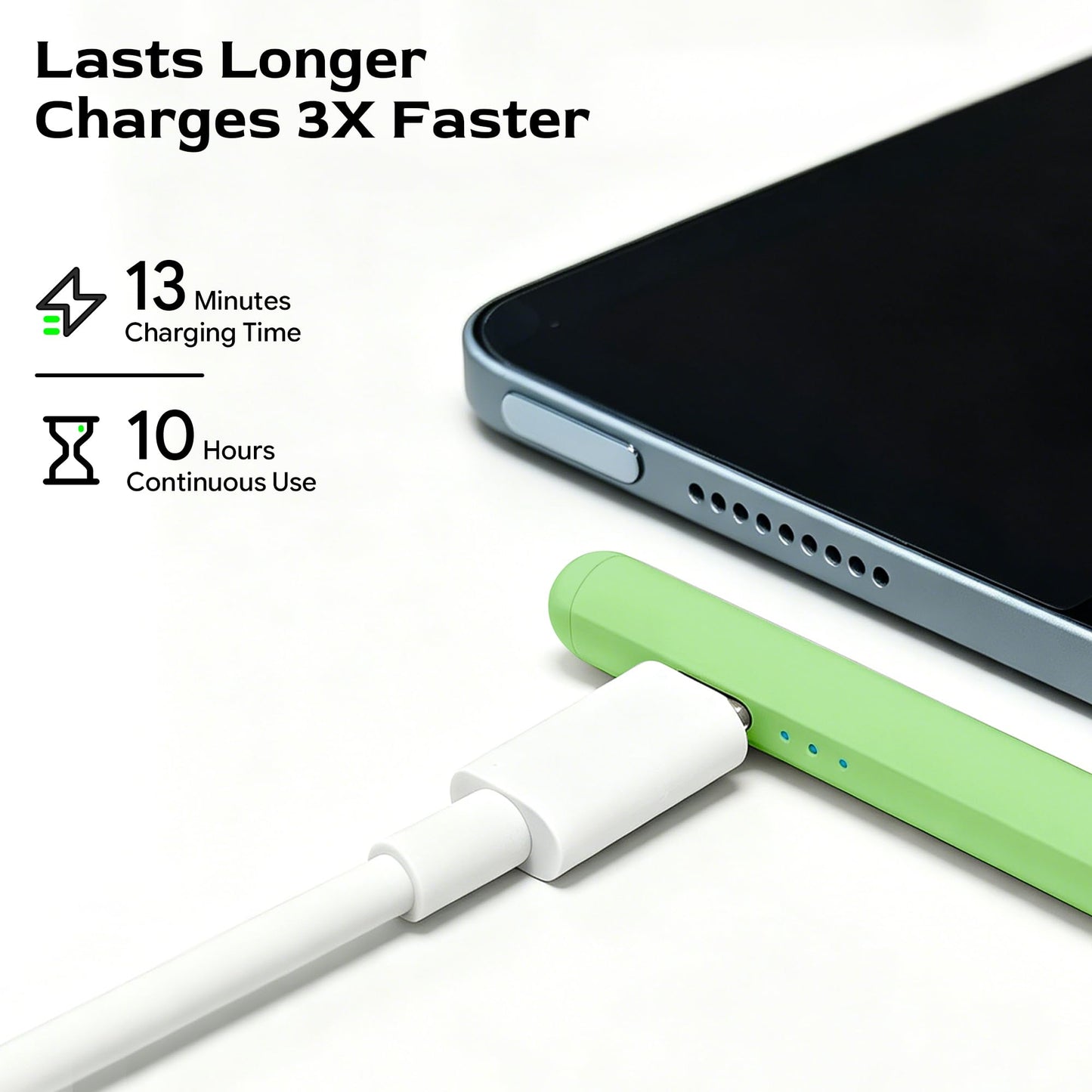 Magnetic Stylus Pen for iPad 2018-2026, 3X Fast Charge iPad Pencil with Tilt Sensitivity & Palm Rejection, Apple Pencil Alternative, Pixel Precision