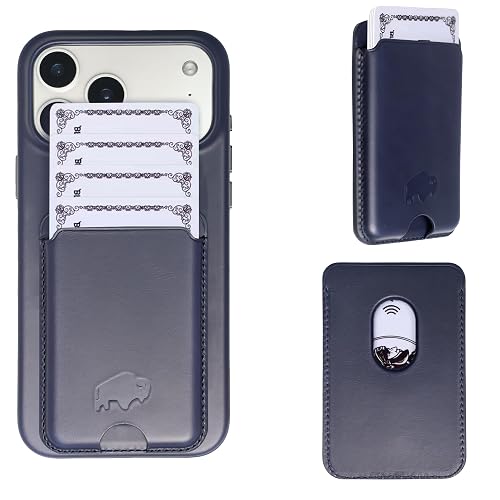 BLACKBROOK Leather Wallet for MagSafe, Duke Slim Full Grain Leather Card Holder, Holds up to 3 Cards, RFID Protection & Easy Access
