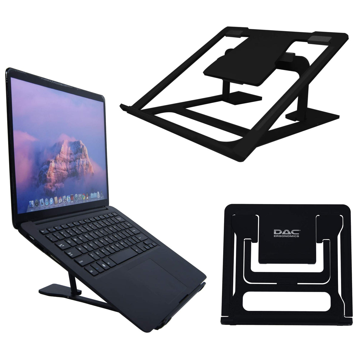 DAC Portable Laptop Stand with 6 Height Levels, Height Adjustable Foldable Aluminum Laptop Riser, Non-Skid Notebook Computer and Tablet Stand