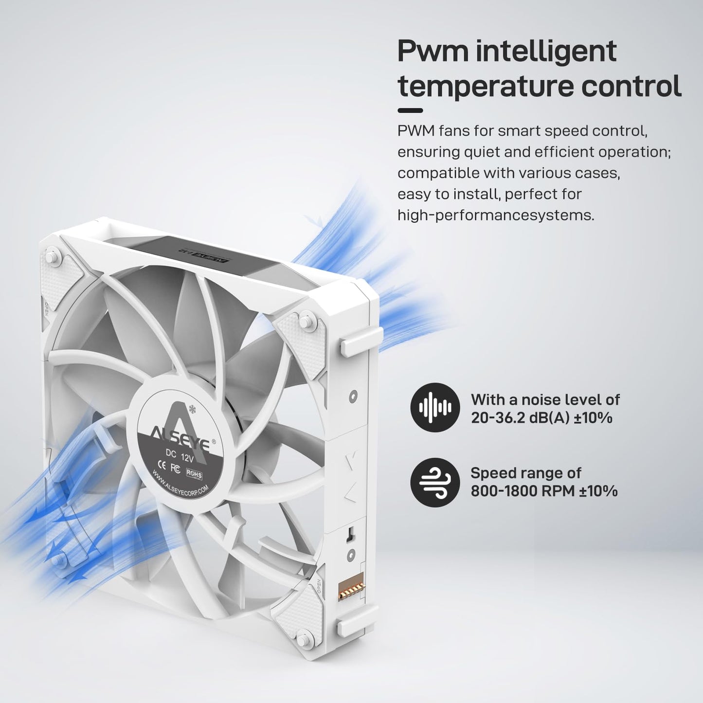 ALSEYE Infinity i12 PC Case Fan, Snap-in Connection Structure ARGB & PWM 120mm PC Case Cooling Fan - White