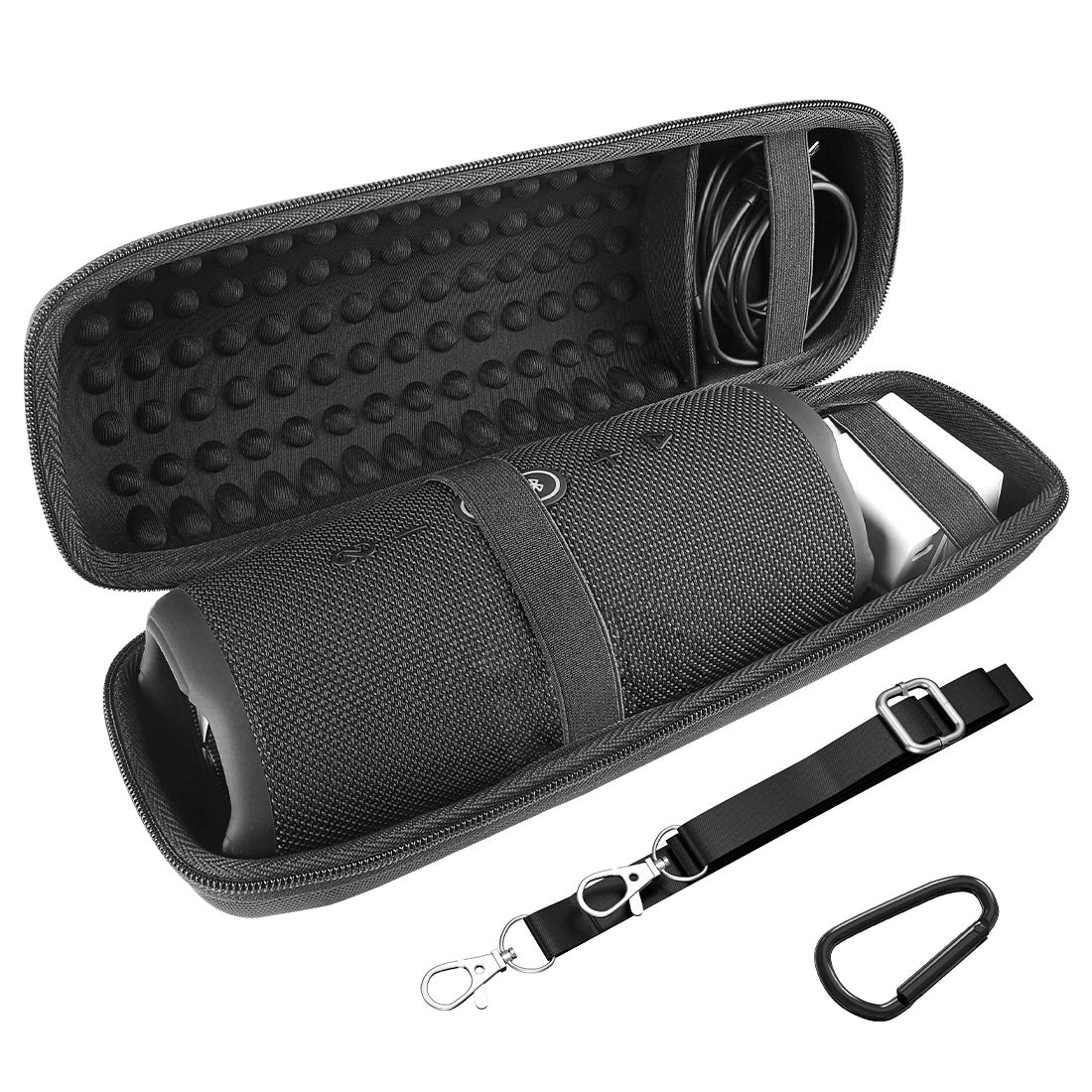 Geekria Shield Speaker Case Compatible with JBL Charge 5, Charge 4 Portable Bluetooth Speaker, Replacement Hard Shell Travel Carrying Bag with Cable