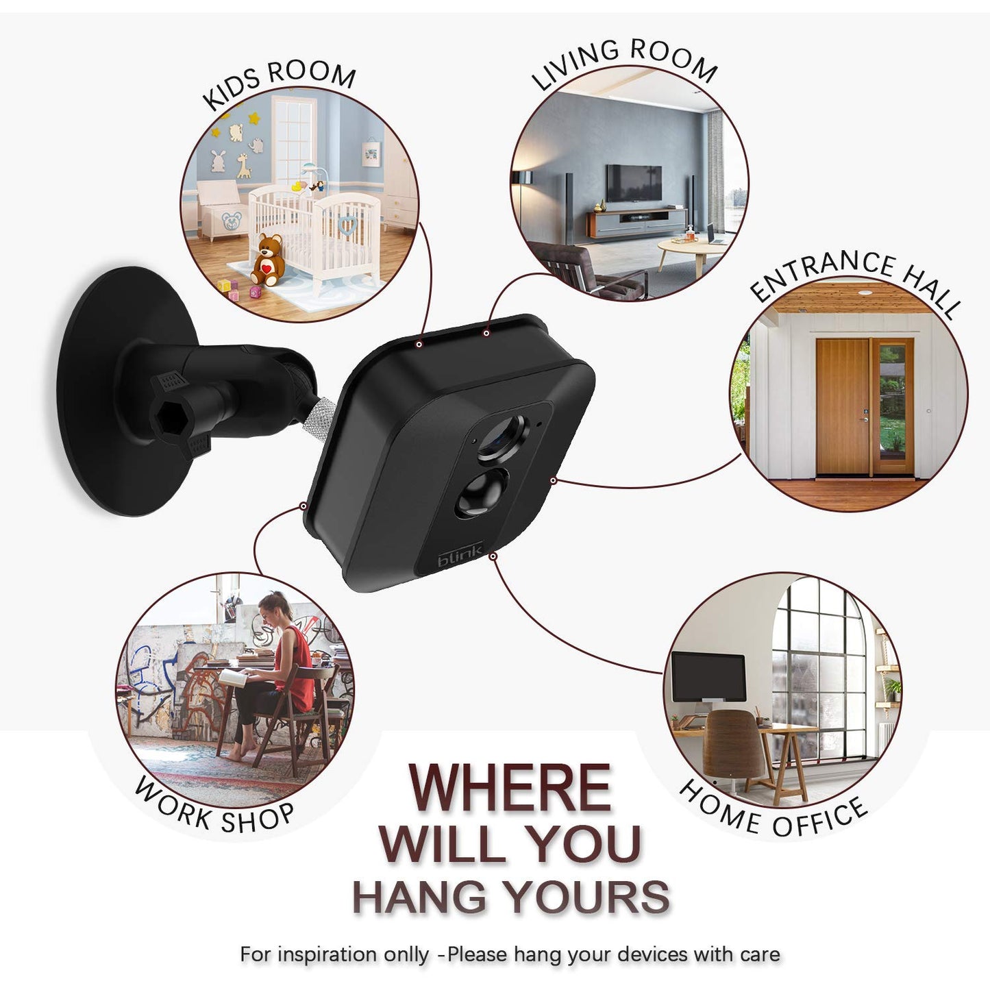 HOLACA Screwless Wall Mount Brackrt for Blink Outdoor 4/3 Camera Blink XT2/XT Blink Indoor Blink mini2/1, Easy to Install, No Tools Needed, No