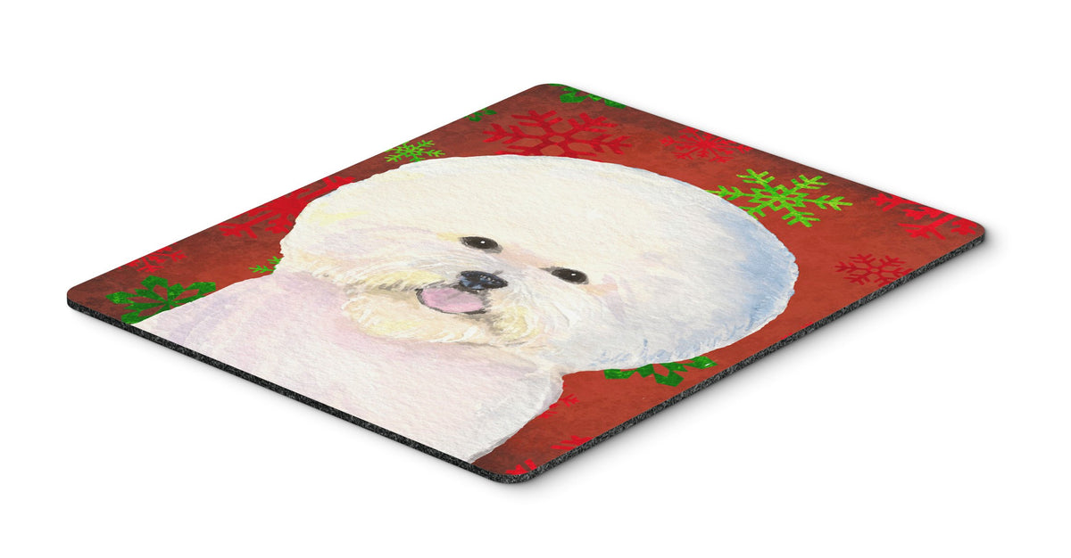 Caroline's Treasures SS4733MP Bichon Frise Red and Green Snowflakes Holiday Christmas Mouse Pad, Hot Pad or Trivet for Home Office Gaming Working