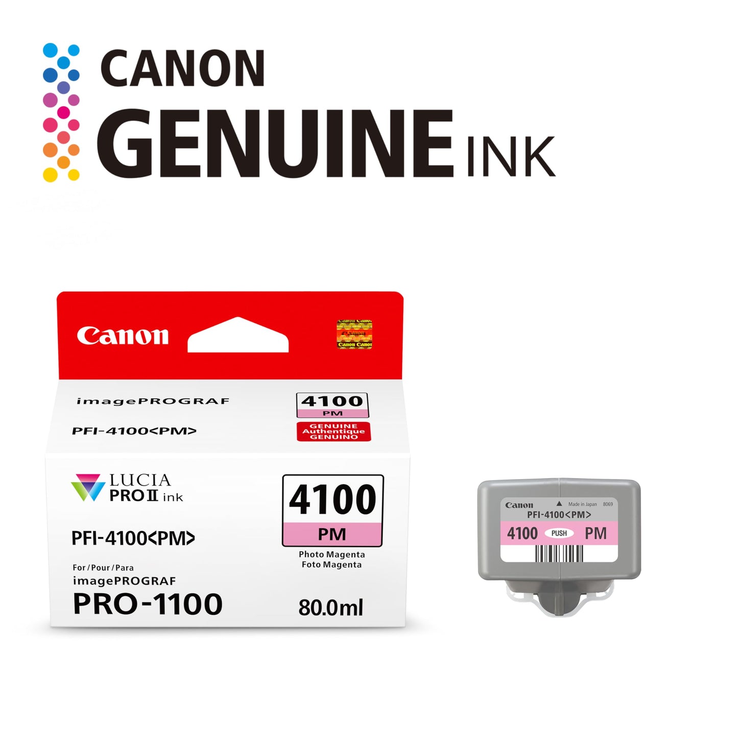 Canon PFI-4100 Genuine Photo Magenta Ink Tank, Compatible with imagePROGRAF PRO-1100 Printers