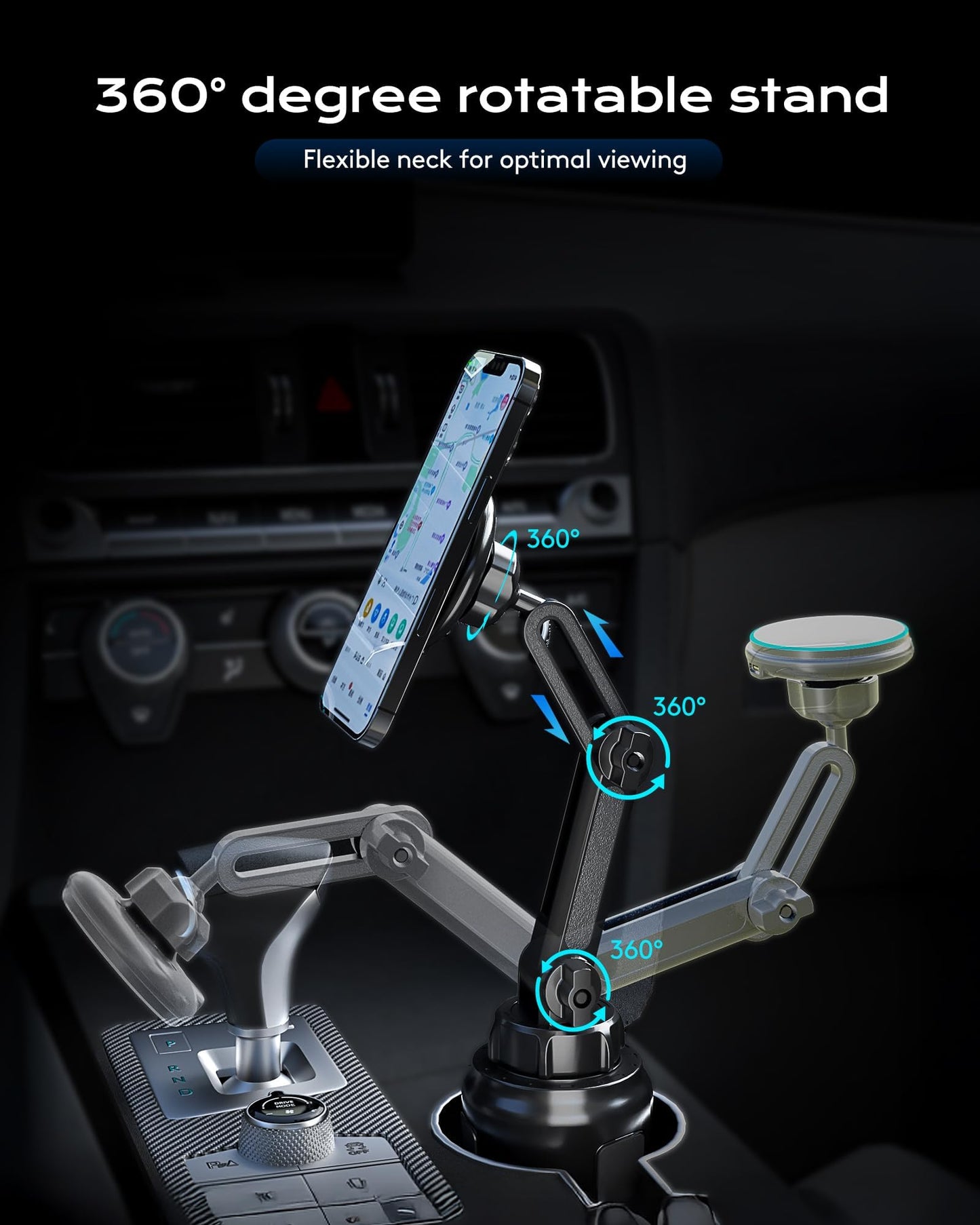 Magnetic Cup Phone Holder Car Wireless Charger for MagSafe, 15W Fast Charging Car Mount Stand for iPhone 16 Pro Max/15/14/13/12, Cupholder Expander