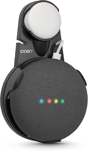 Coby Wall-Outlet Mount Smart Speaker Holder with Cord Holder & Cable Management, Wall Shelf for Google Nest Mini 2nd Gen & Google Home Mini 1st Gen