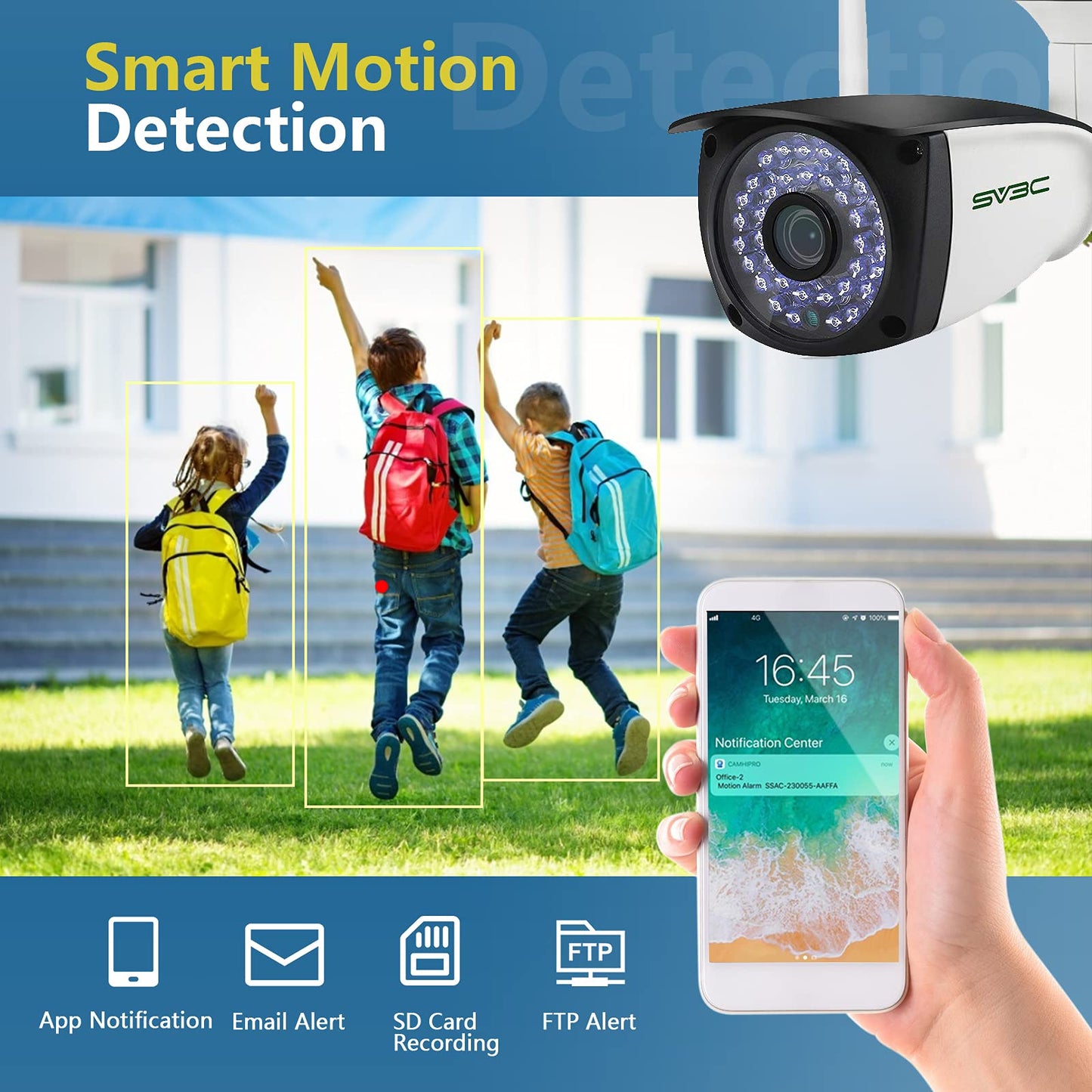 SV3C 5MP WiFi IP Camera Outdoor, Dual Band 2.4GHZ 5GHZ WiFi Security Cameras, Exterior Onvif Cam Support RTSP Browser Viewing, Human Motion Detection