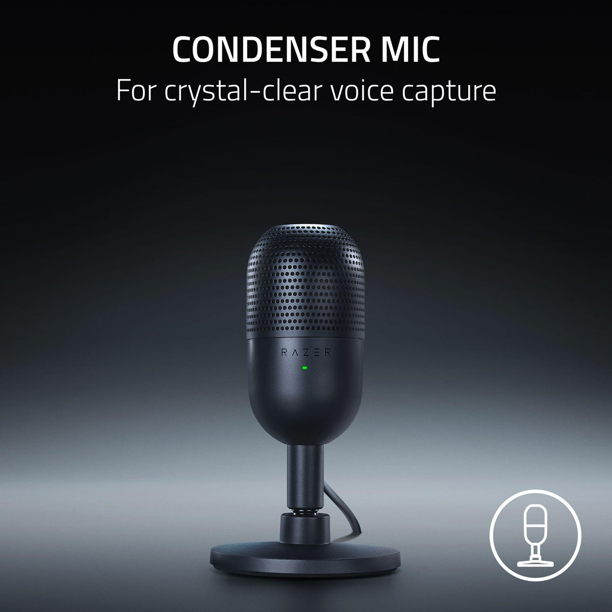 Razer Seiren V3 Mini USB Microphone, Supercardioid Condenser Mic, Black
