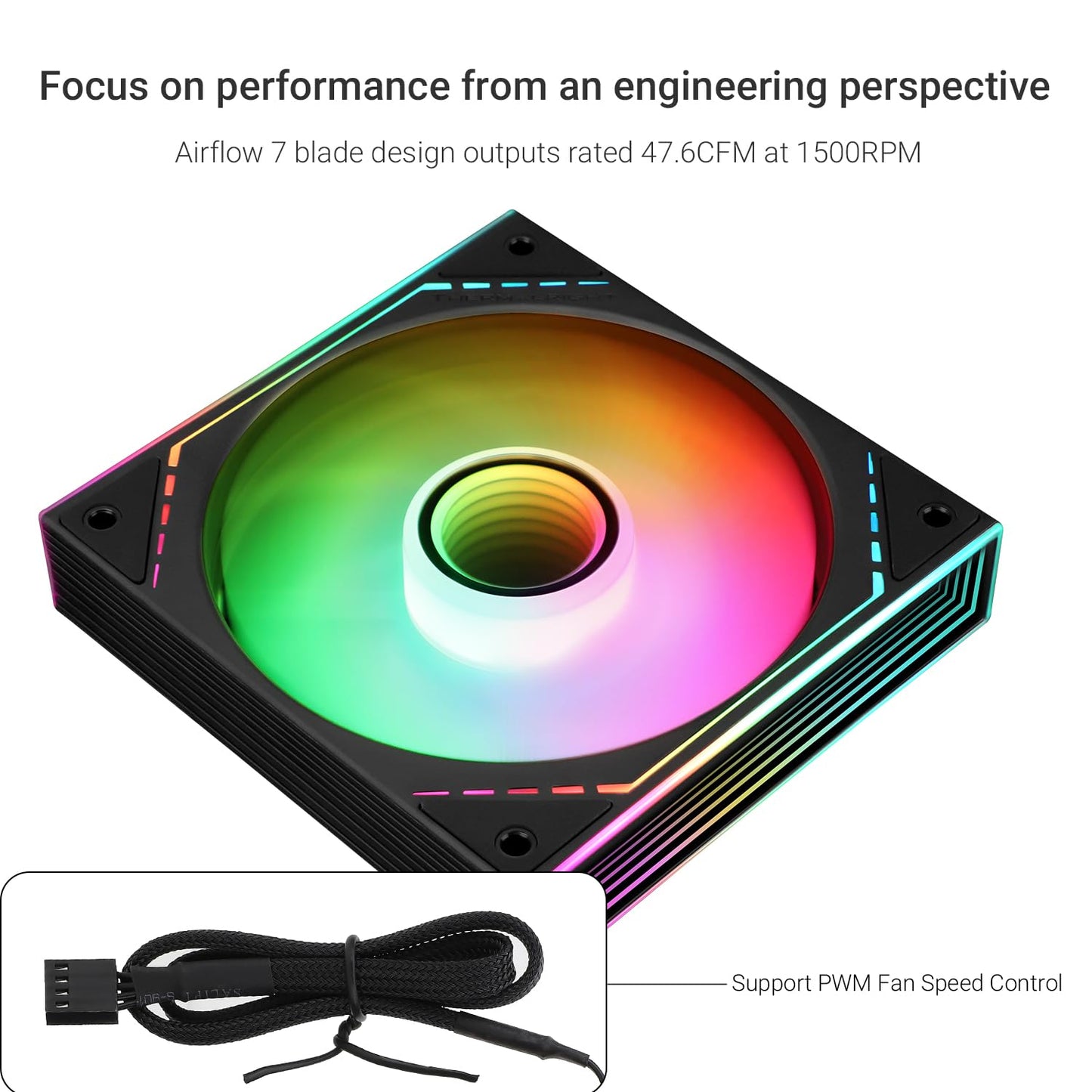 Thermalright TL-M12-S CPU ARGB Cooler - 120mm Case Fan with ARGB Side Mirror Light, PWM 4pin Connector, Silent S-FDB Bearing Desktop Cooling Fan