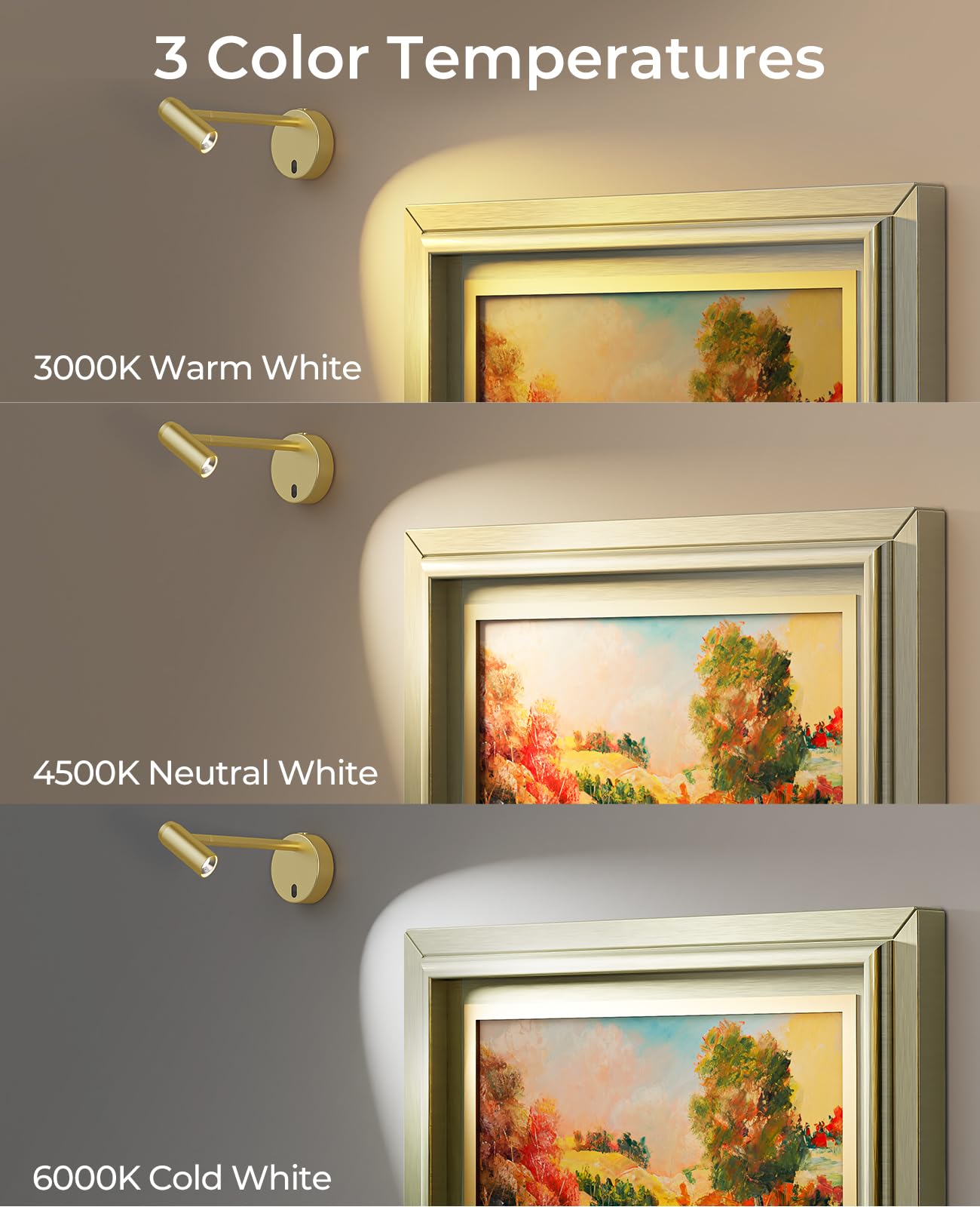 Afyuol Picture Light for Wall, Battery Operated Art Light for Paintings CCT Dimmable Recharging Gallery Battery Wall Light with Remote Control