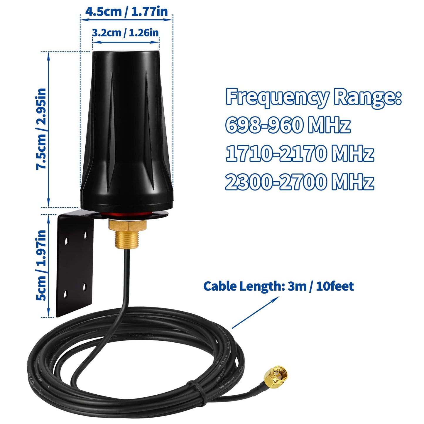Bingfu 4G LTE Outdoor Wall Mount Waterproof Antenna SMA Male Antenna Compatible with Verizon AT&T T-Mobile Sprint 4G LTE Router Gateway Modem Cellular