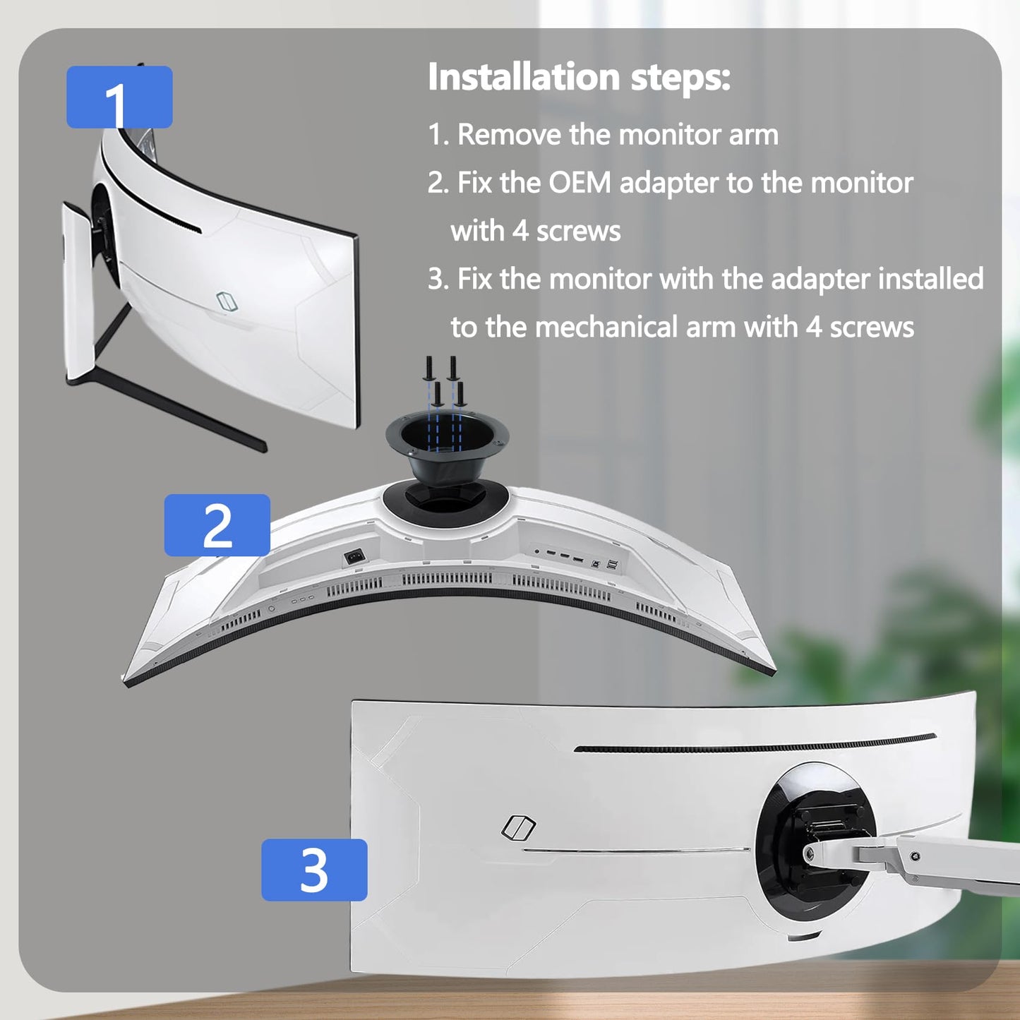 Odyssey G9 VESA Mount Adapter Compatible with Samsung 49" Neo Odyssey G9 G95T, G97T,G95NA Curved Monitor (Fits Odyssey G9 G95T C49G95TSSN G97T