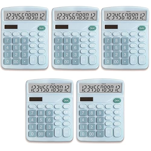 YOUHO Calculator, 12-bit Solar Battery Dual Power Standard Function Electronic Calculator with Large LCD Display Office Calculator Black(5 Battery)