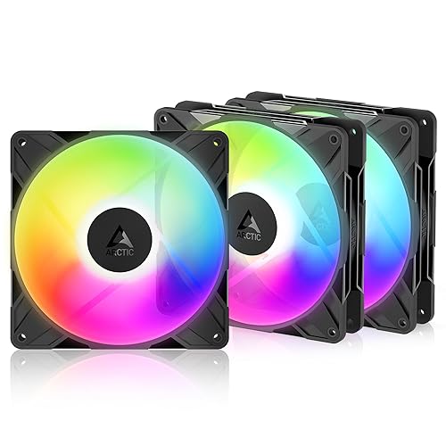 ARCTIC P14 Pro Reverse A-RGB - 3 Pack - 140 mm Premium Fan with Reverse Airflow, PWM Fan with Y Cable Splitter, 400-2650 RPM, 0 RPM <5% PWM, 5V