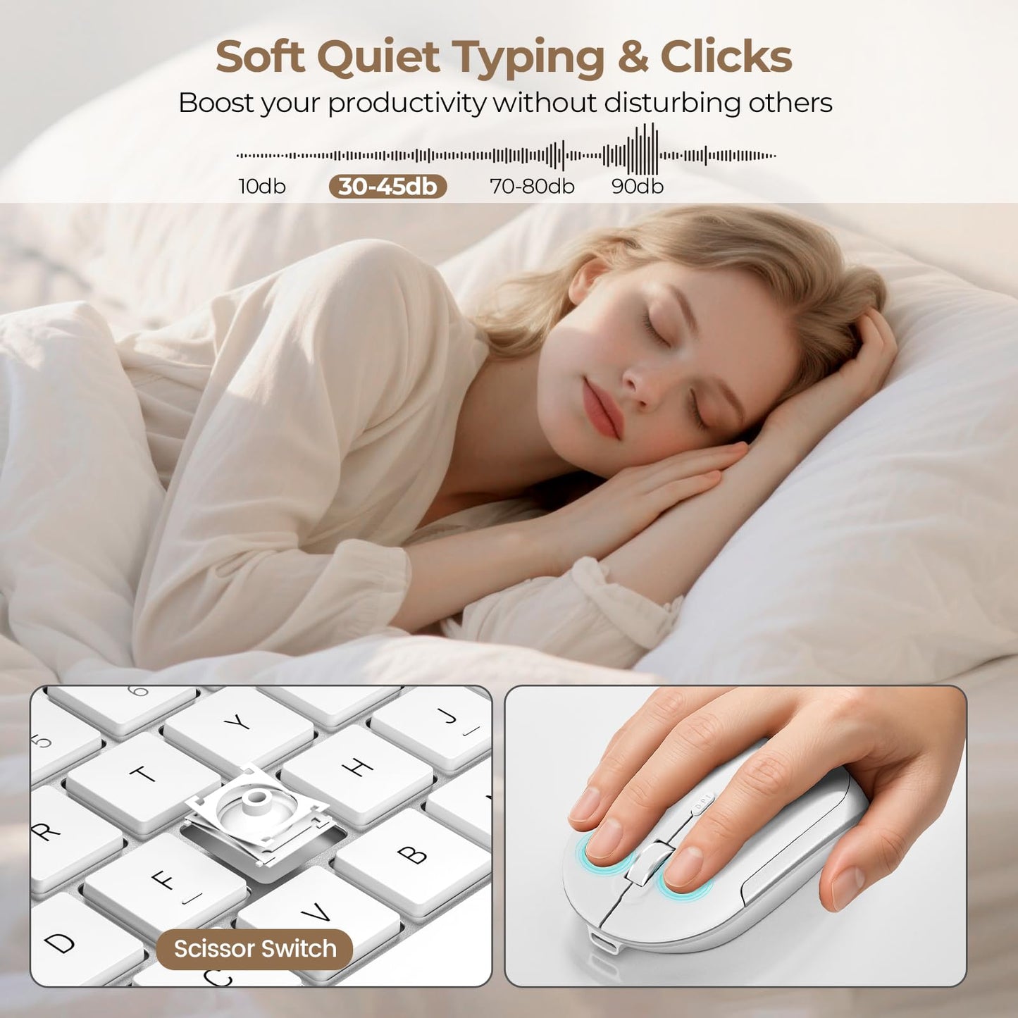 seenda Wireless Keyboard and Mouse Combo, Rechargeable Quiet Keyboard Mouse, Sleek and Ultra Thin Design, Full-Size with Number Pad for Windows