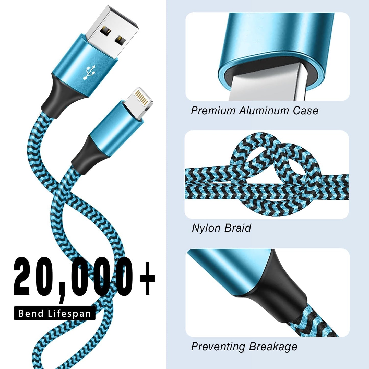 SHUSEL for iPhone Charger 3 Pack 6FT USB Lightning Cable MFi Certified Fast Charging Nylon Braided for iPhone Charger Cord Compatible with iPhone 14…
