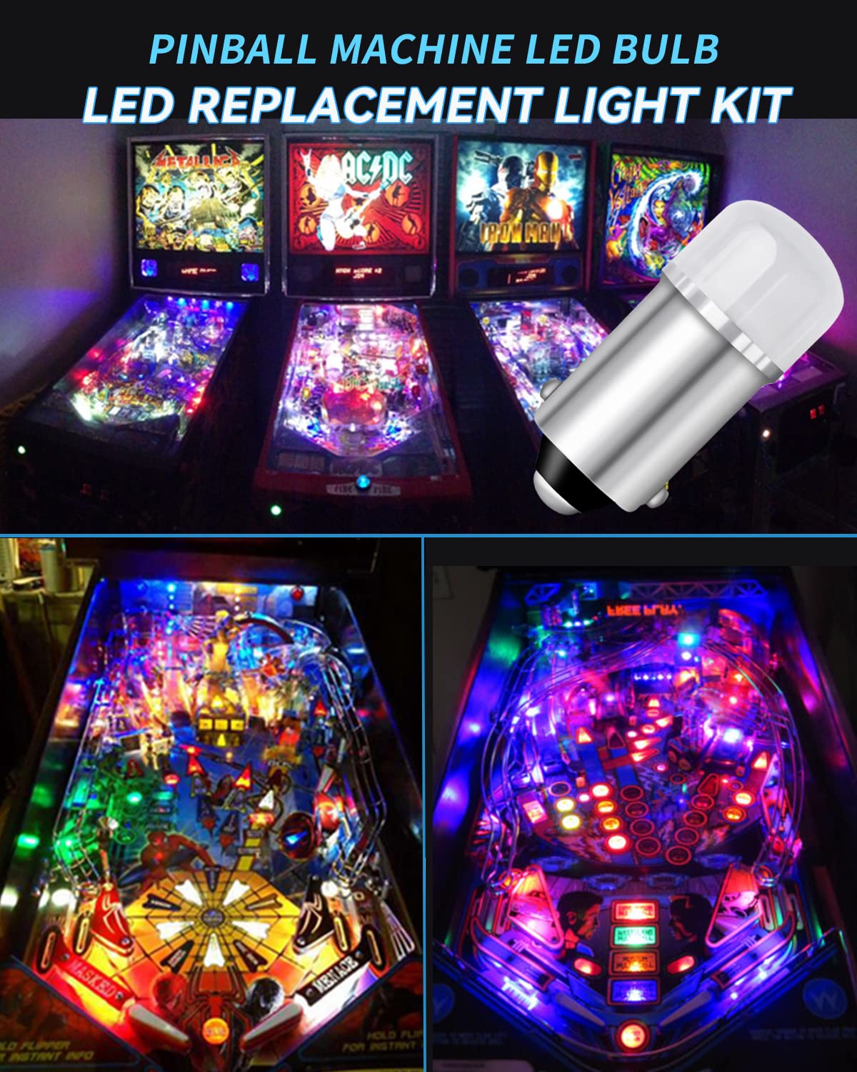 GZMD Keiurot 44 47 755 Bulb BA9S Pinball Led Bulbs, 6V/6.3V AC/DC 10Pack