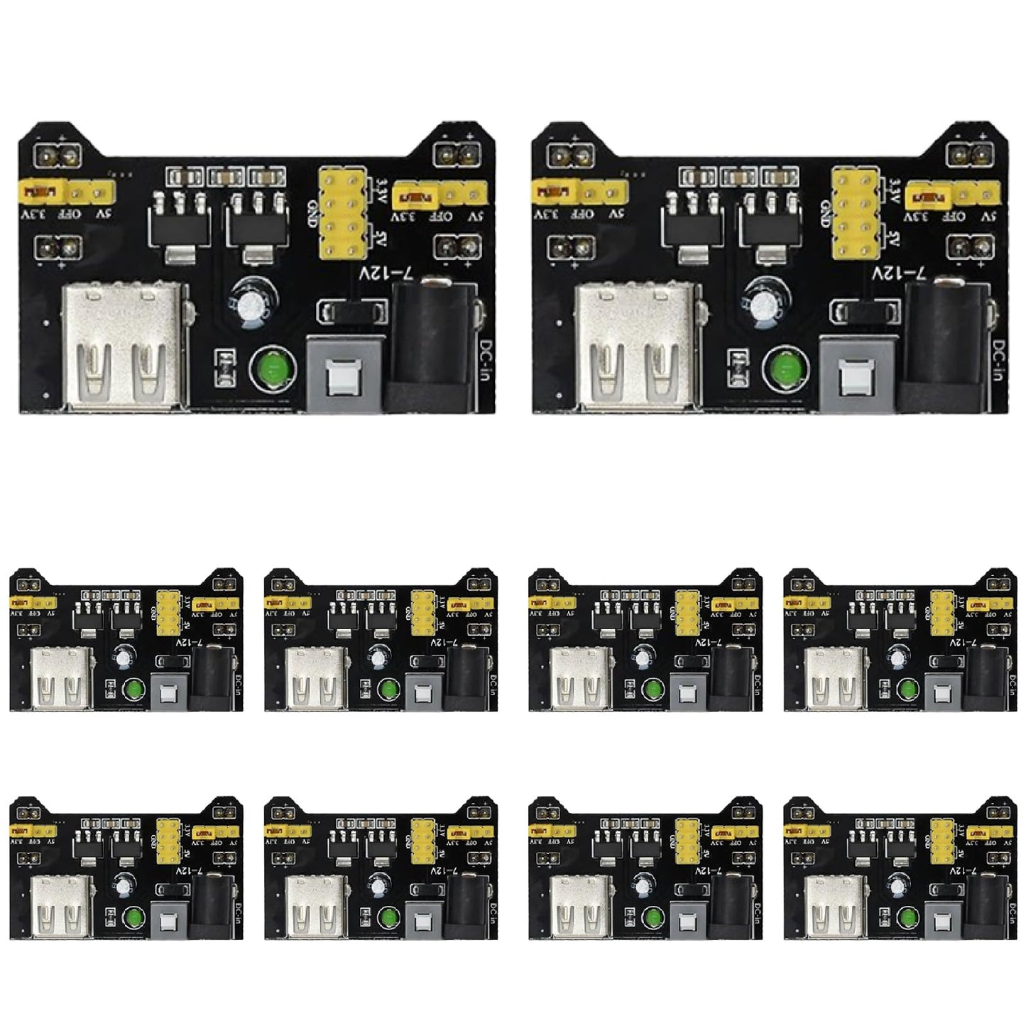 KEAcvise 10-Pack 3.3V/5V Dual Output Power Module - Compatible with MB102 Prototype Board, DC 6.5-12V & USB Powered for Arduino, Raspberry Pi…