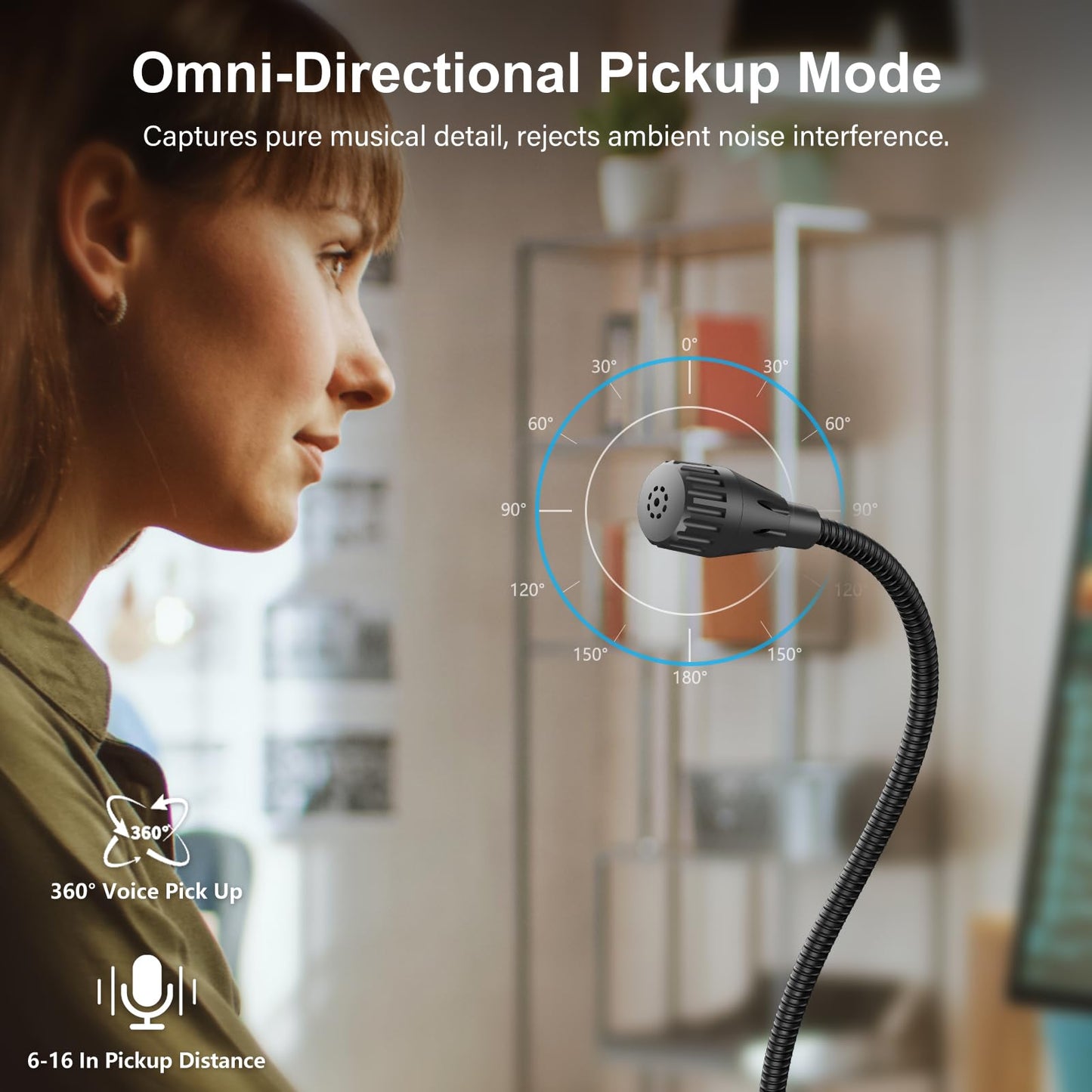 CMOCIIY Plug & Play USB Computer Microphone, Flexible Gooseneck & Mute Button LED - Desktop Microphone for Gaming, YouTube, Streaming, Compatible with