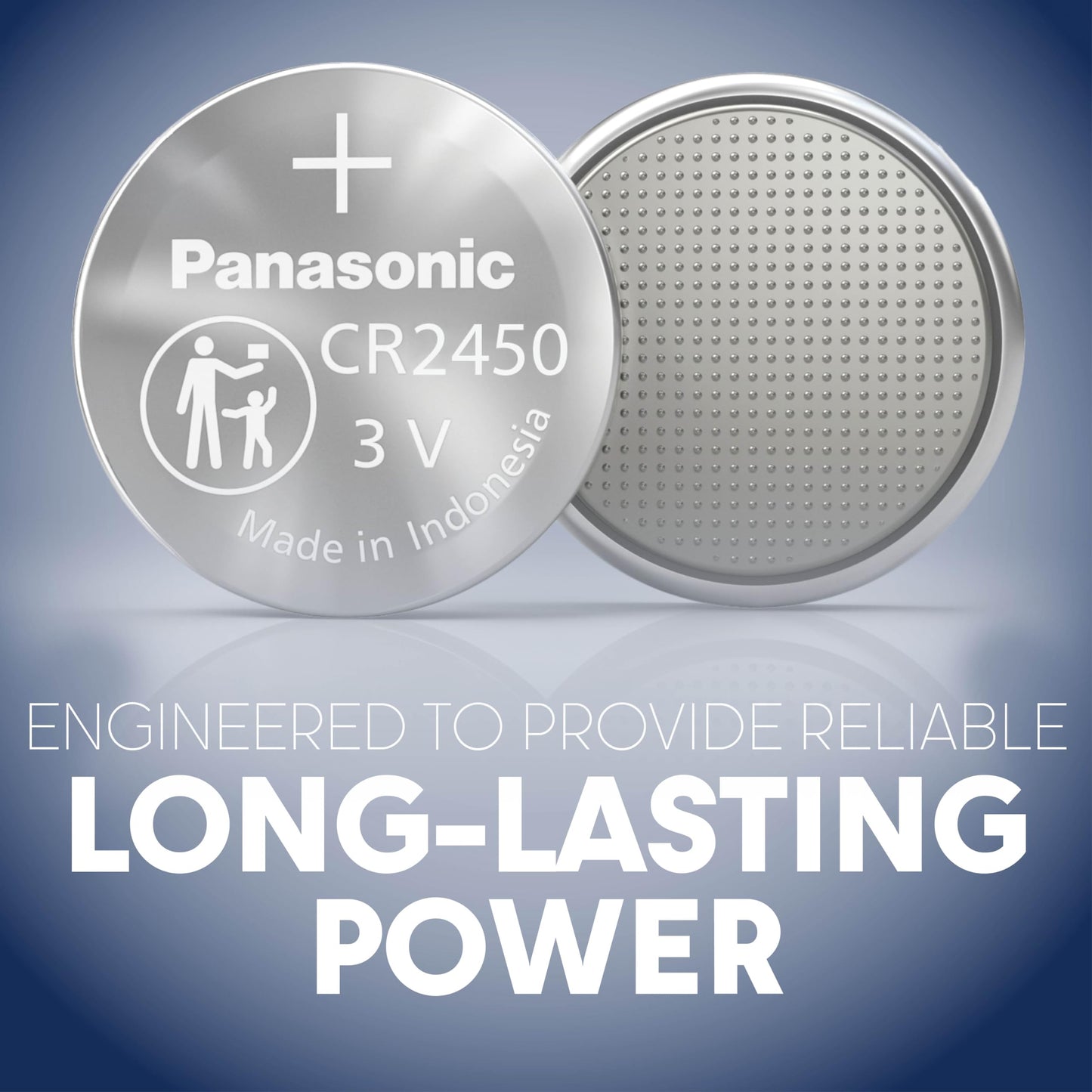 Panasonic CR2450 3.0 Volt Long Lasting Lithium Coin Cell Batteries in Child Resistant, Standards Based Packaging, 2-Battery Pack