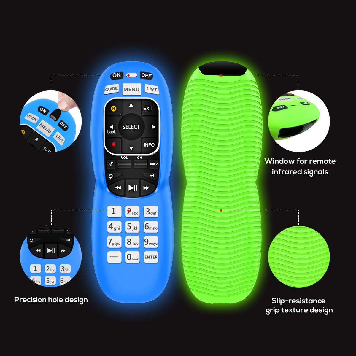 4 Pack Silicone Case for DirecTV RC73 Remote Control,Anti Slip Protective Controller Cover Replacement with Lanyard Compatible with DirecTV