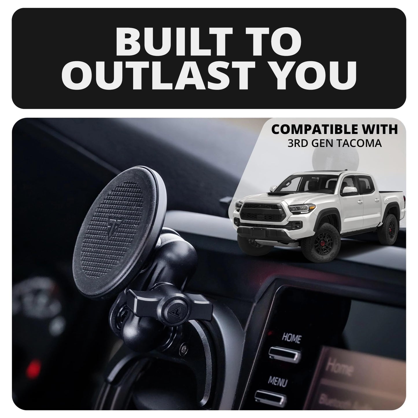 Tackform Link Vent Phone Mount Compatible with 2016-2023 Toyota Tacoma and 2014-2021 Toyota Tundra | Aluminum | Zero Slip | Compatible with MagSafe |