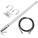 1090MHz 978MHz Dual Band ADS-B Antenna N-Type Female Outdoor 5dBi Fiberglass Antennas + 10ft N-Male to SMA-Male Extension Cable