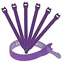 Reusable Cable Ties 1/2" x 8" for Cable Management and Organizing Cords - 30 Pack Bundled with 2 Bonus Cinch Straps (Purple)