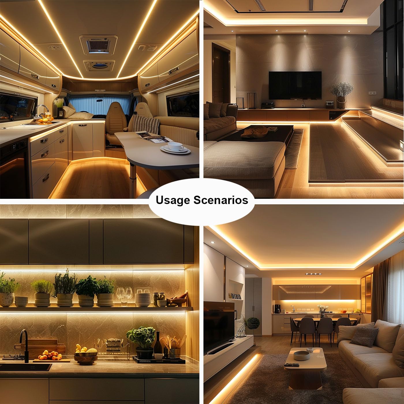 TOPAI 24V COB LED Strip Warm White 3000K Outdoor Waterproof 16.4ft Super Bright 4000Lm CRI>90 Self Adhesive Uniform Dotless 480LEDs/M Cuttable