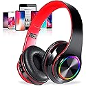 Bluetooth Over Ear Headphones, LED Lights Headphones with Built-in Mic, Light Weight, Bluetooth 5.0, Wireless Foldable HiFi Stereo Headphones…