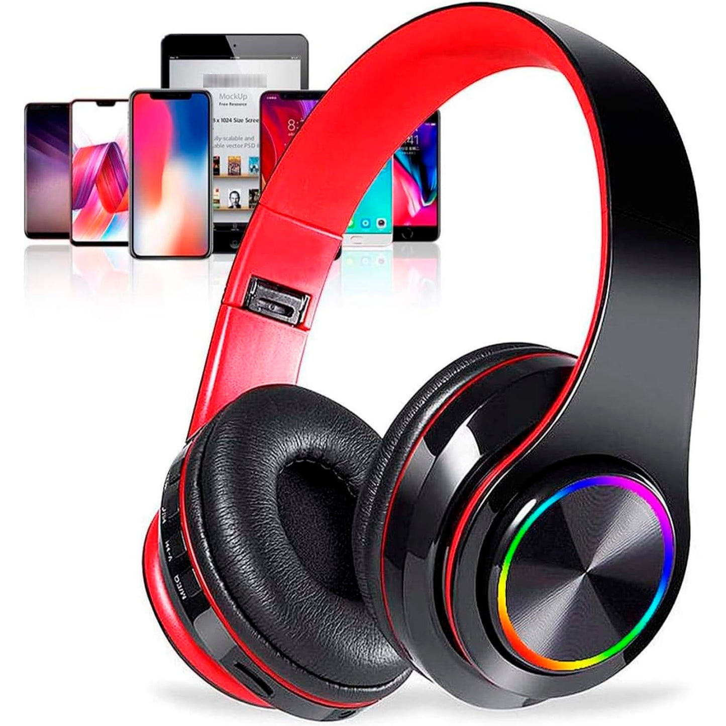 Bluetooth Over Ear Headphones, LED Lights Headphones with Built-in Mic, Light Weight, Bluetooth 5.0, Wireless Foldable HiFi Stereo Headphones…