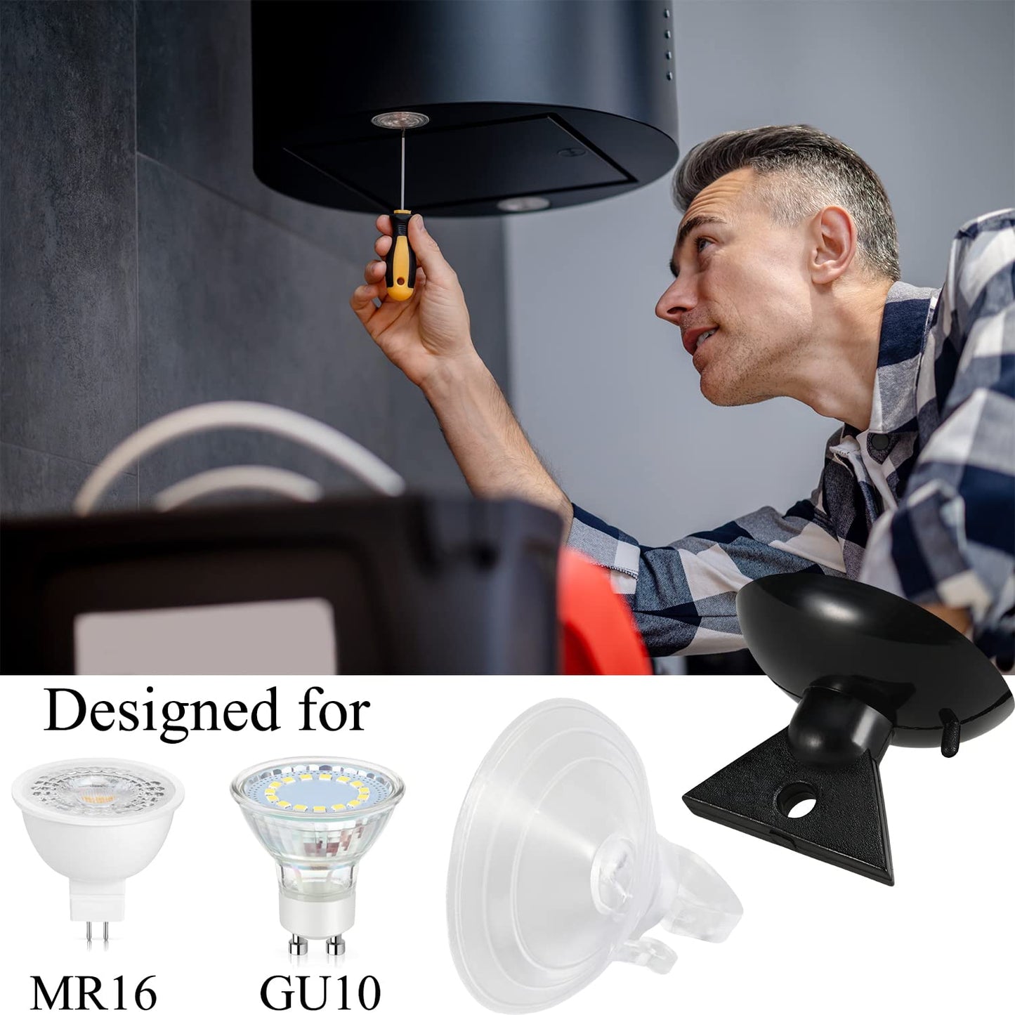 Ourtroness Light Bulb Changer Suction Cup Light Bulb Removal Tool 2 Size Bulb Remover MR16 GU10 Lamp Changer Head for Halogen Mini Track Lights