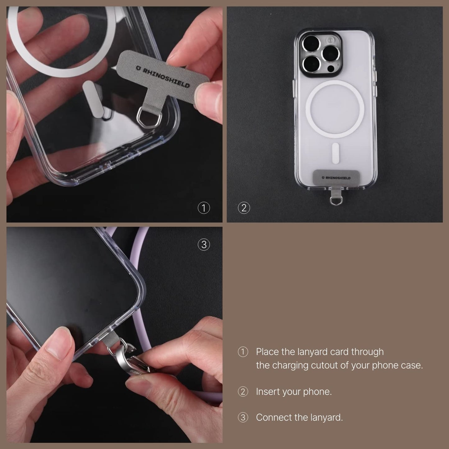 RhinoShield Braided Wrist Phone Lanyard | Recycled Materials, Easy to Adjust, Charm, Durable Strap with Trendy Colors (Landyard Card Included) - Cosmo
