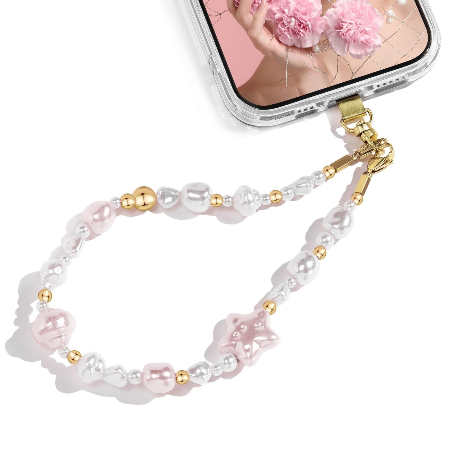 Penekin Phone Charm with Metal Tether Tab, Sparkling Phone Lanyard, Wristlet Strap for Cellphone and Camera (Star-Clasp)