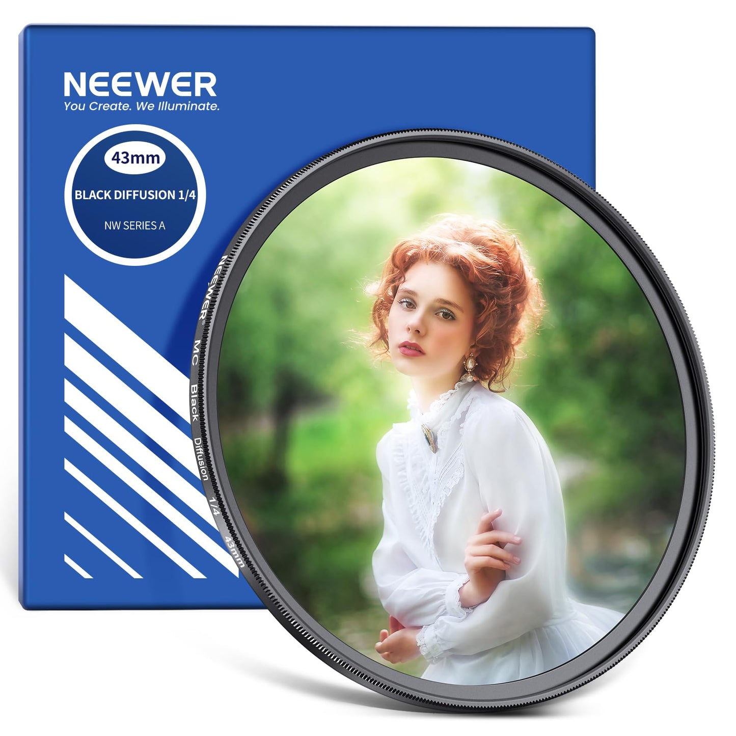NEEWER 43mm Black Diffusion 1/4 Filter Dreamy Soft Cinematic Camera Lens Effect Filter Ultra Slim Water Scratch Resistant Optical Glass Multiple