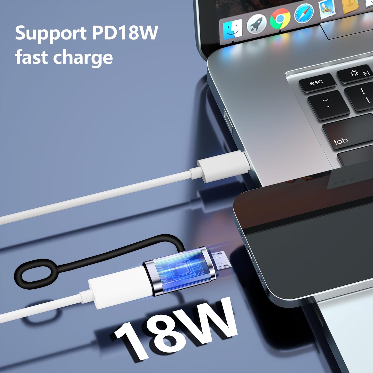 Liaoan USB C to Micro USB Adapter, 4 Packs, Supports 18W Fast Charging and Data Transfer, Suitable for USB C Socket to Micro Plug Adapter, not…