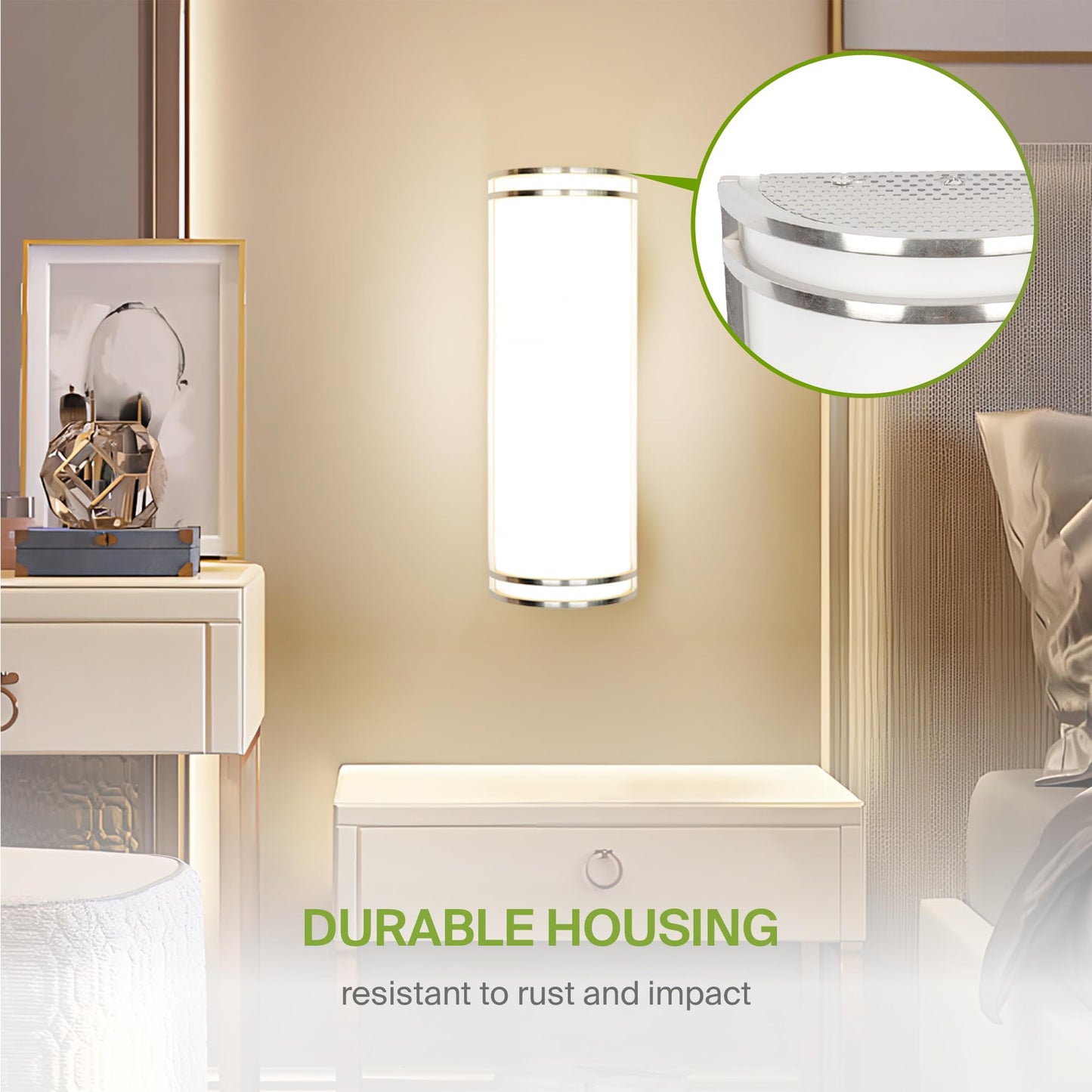 ASD LED Indoor Wall Mount Light Fixture - 18 Inch 25W Modern Interior Nickel Dimmable Wall Sconce Light - ETL 3000K 4000K 5000K Adjustable - Hallway