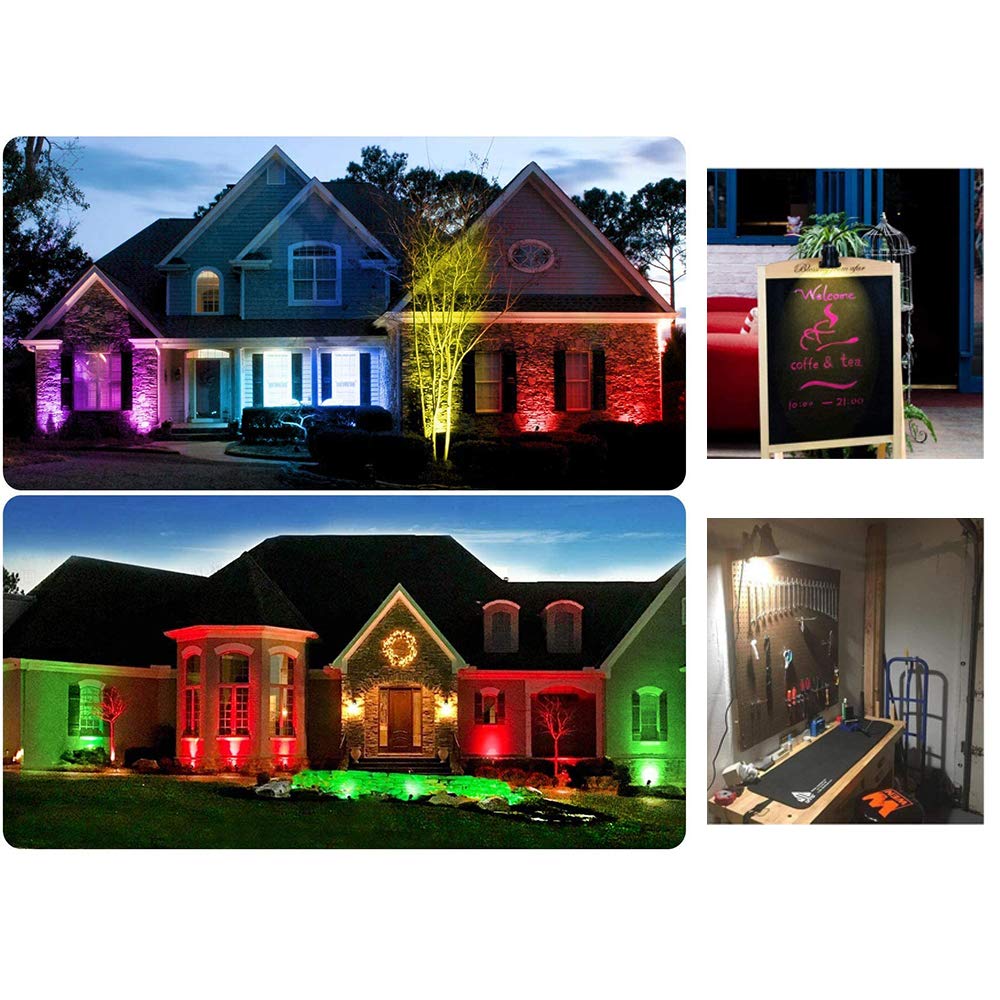 WeFoonLo 1pcs Outdoor 6W RGB LED Clip on Light Water Resistant Adjustable Desk Stand Spotlight Lamp Signboard Blackboard Lighting with Plug and Remote