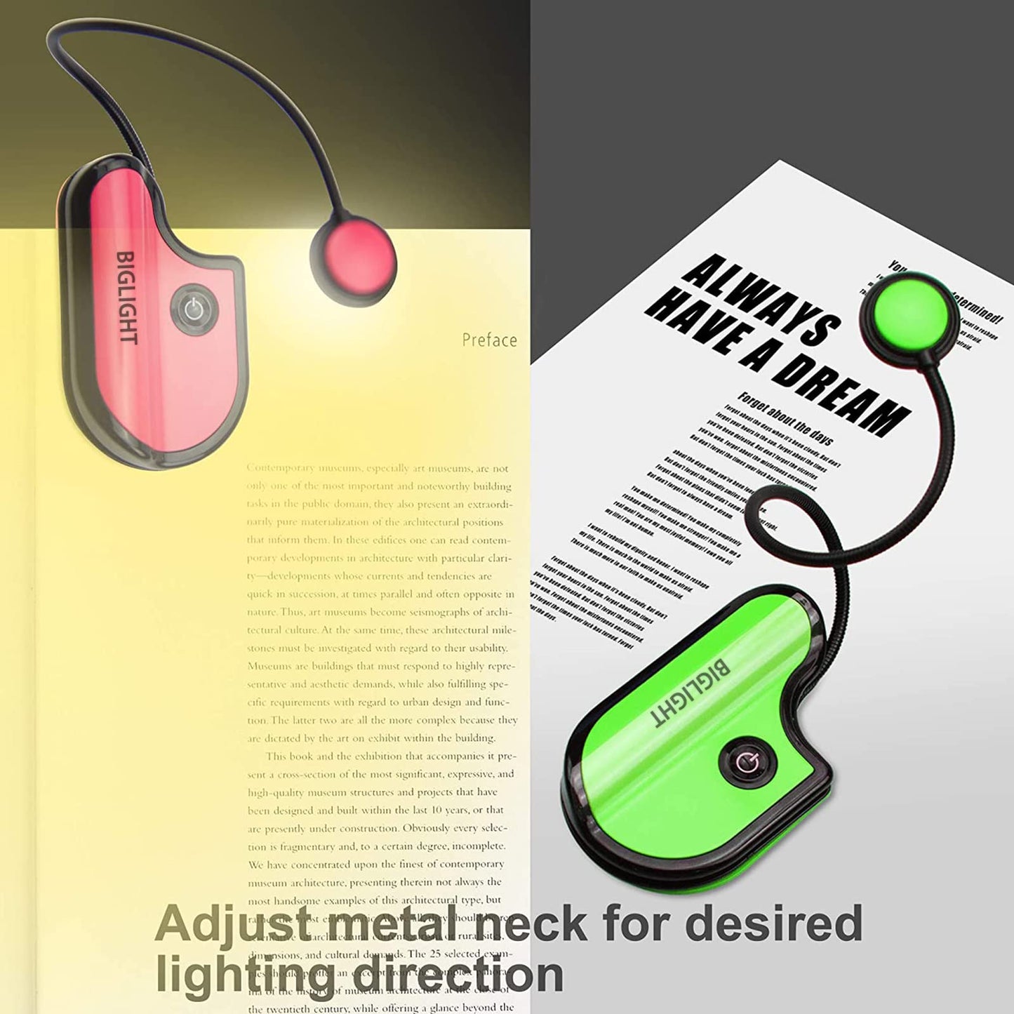 BIGLIGHT Book Light for Reading in Bed, Small Book Light for Kids, LED Reading Lamp, Battery Operated Clip Light, Reading Light for Books in Bed at