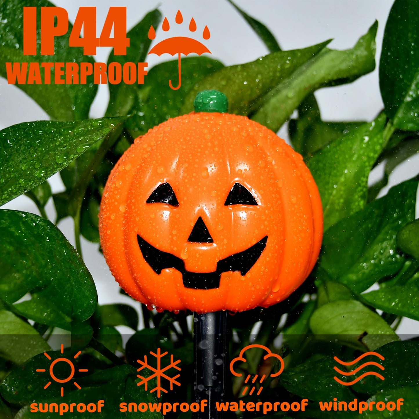 7Ft Halloween Decorations Pathway Lights Outdoor Pumpkin Stake Lights with 4 Jack-O Lantern Pumpkin Lights, 5 C7 LED Bulbs(1 Spare) and 4 Stakes