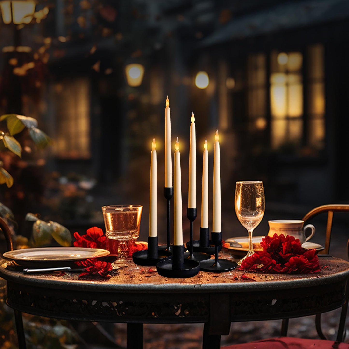 West Ivory 12 Pack, 11" LED Flameless Ivory Taper Flickering Candles Lights, Clickable On/Off Button, Battery Operated Candlesticks for Holiday