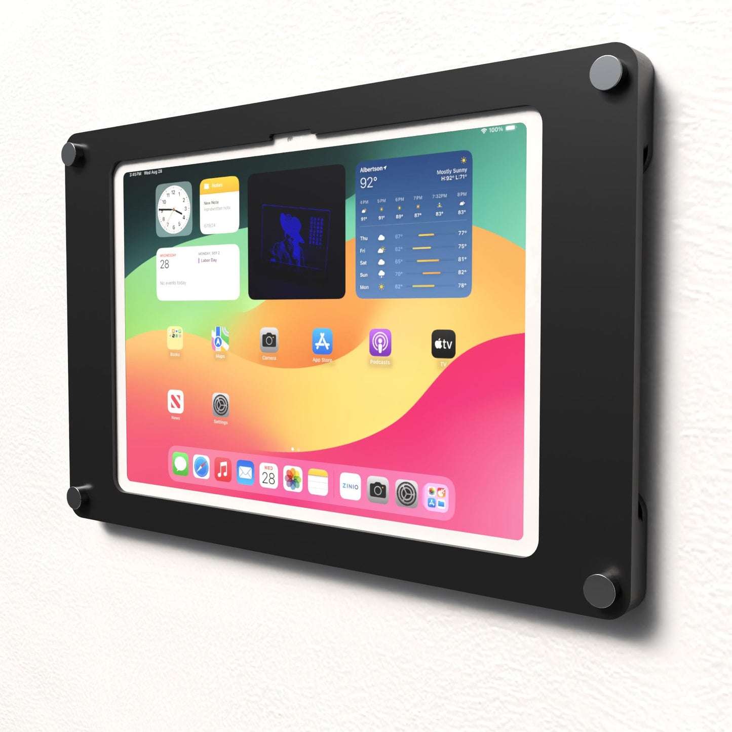 TABcare Acrylic Wall Mount Floating Frameless Display with Metal Standoff for iPad 10 10.9, 11 A16 Tablet (Black, iPad 10/11)