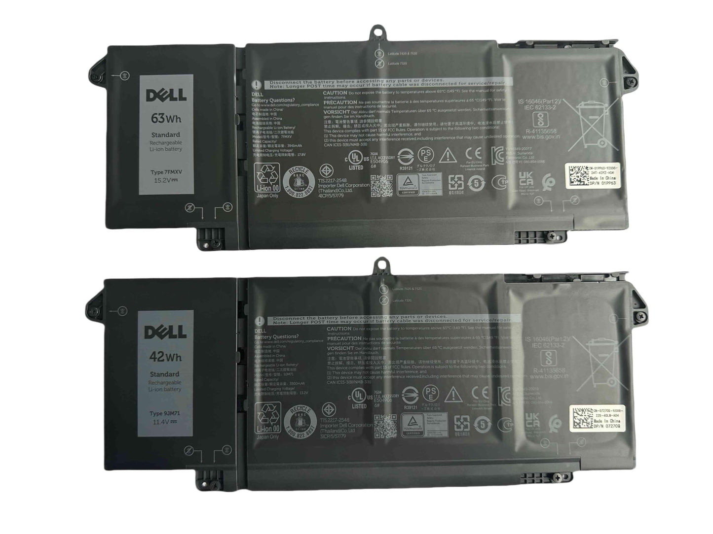 DELL 7FMXV 15.2V 63Wh 4-Cell Rechargeable Battery For DELL Latitude 5320 2-in-1 ,Latitude 7320 2-in-1 ,Latitude 7420 2-in-1, Latitude 7520 Laptops