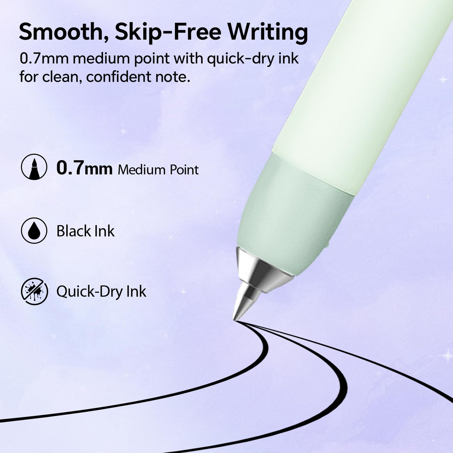 WRITECH Gel Pens Medium Point: Morph 0.7mm Black Ink Mini to Full Size Soft Grip Portable Extendable Pocket Pen Set with 2 Pens and 2 Refills