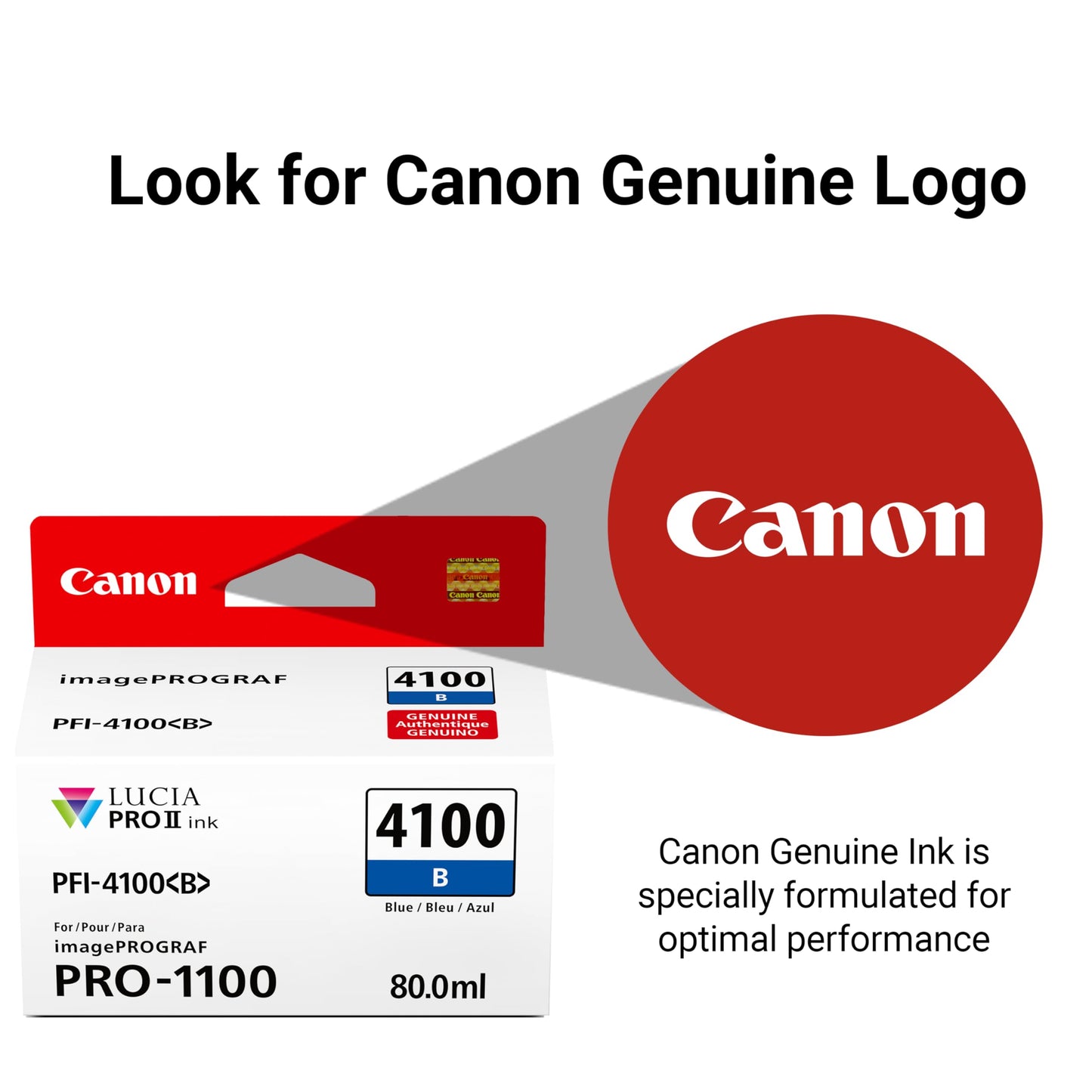Canon PFI-4100 Genuine Blue Ink Tank, Compatible with imagePROGRAF PRO-1100 Printers